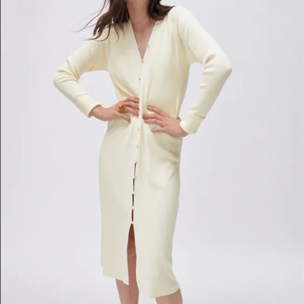 NWT Zara yellow long knit cardigan / dress